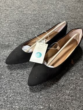 NWT Women's A New Day Black Corinna Ballet Flats - Size 8W
